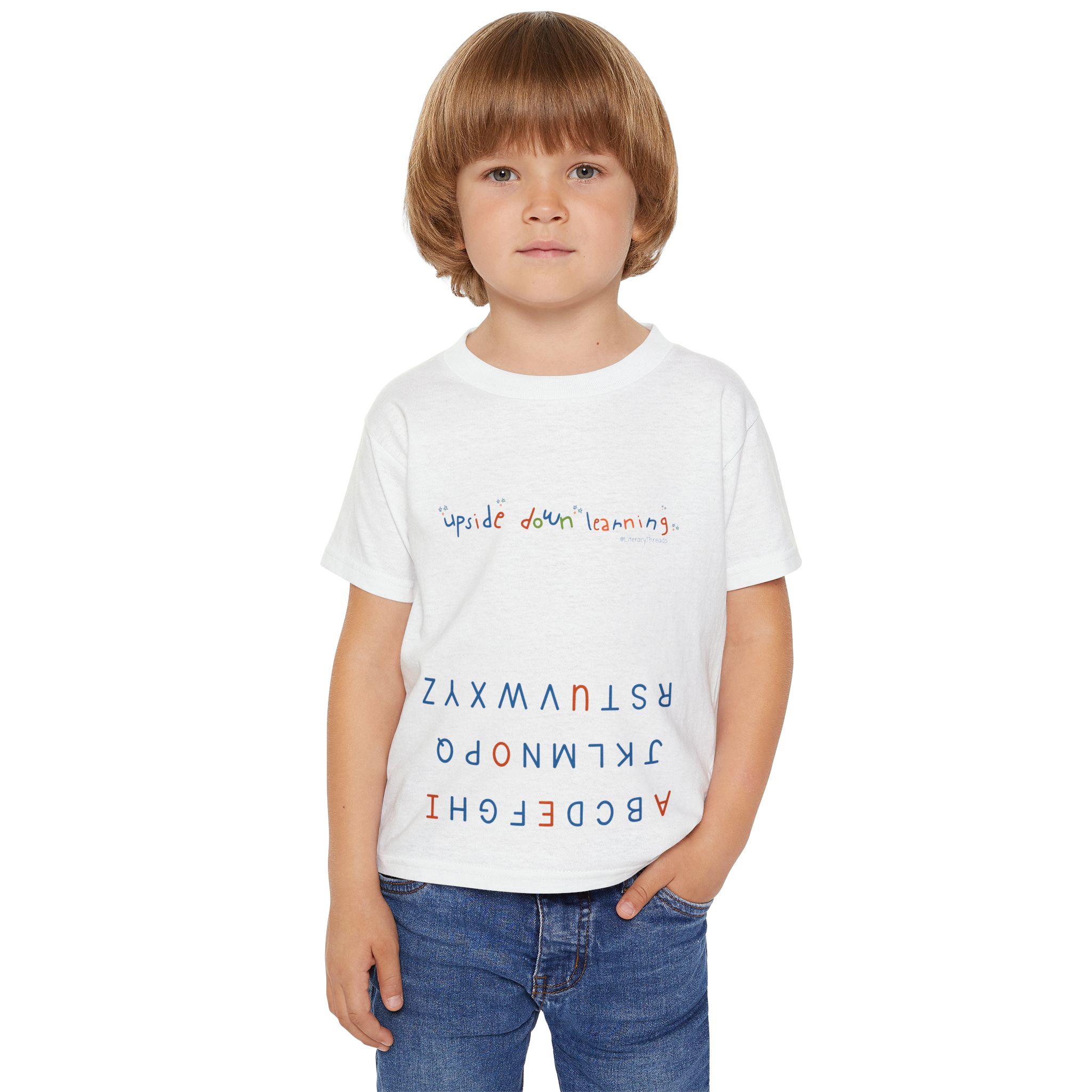 ABC Learning T-Shirt: Toddler Upside Down for Right-Side-Up Learning - Gildan 100% Cotton (2T-4T)