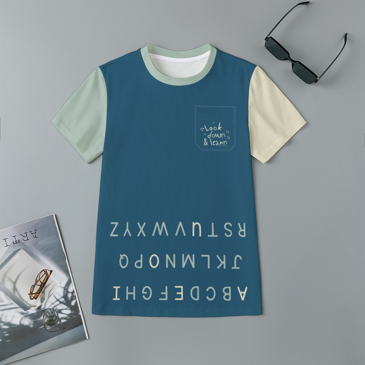 ABC Shirt: Educational Alphabet Shirt Navy Colorblock, 100% Cotton for ...
